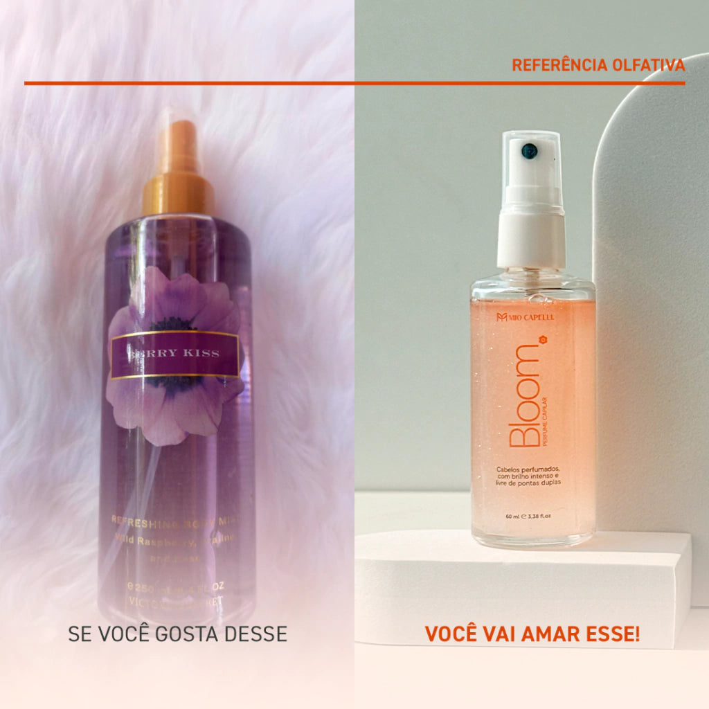 Perfume Capilar Bloom 60ml (Inspirado no Berry Kiss Victoria’s Secret) + Brinco GRÁTIS